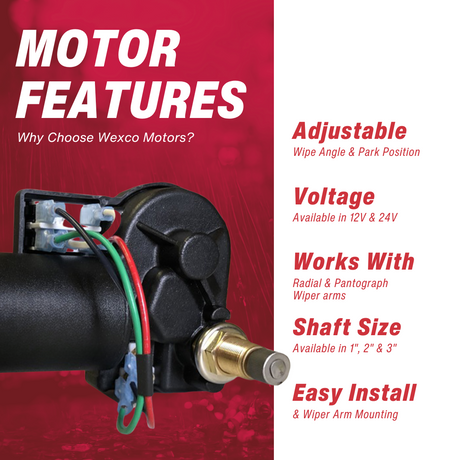 4R1.24-19S2.R110D 4R-Series wiper motor, 1.5 inch shaft, 24V, two-speed switch