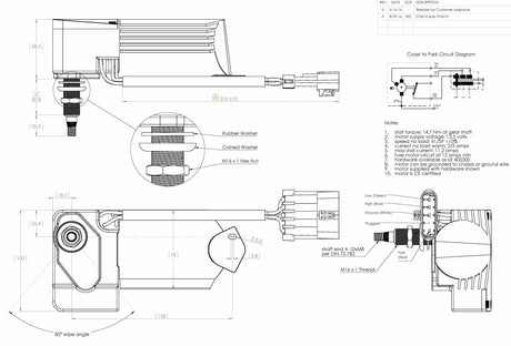 4A2.12.L80CEBDIN marine wiper motor, 2.5 inch DIN shaft, 12V, 80 degree sweep