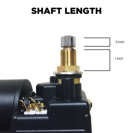 4R1.12-19S2.R110D 4R-Series wiper motor, 1.5 inch shaft, 12V, two-speed switch, shaft detail