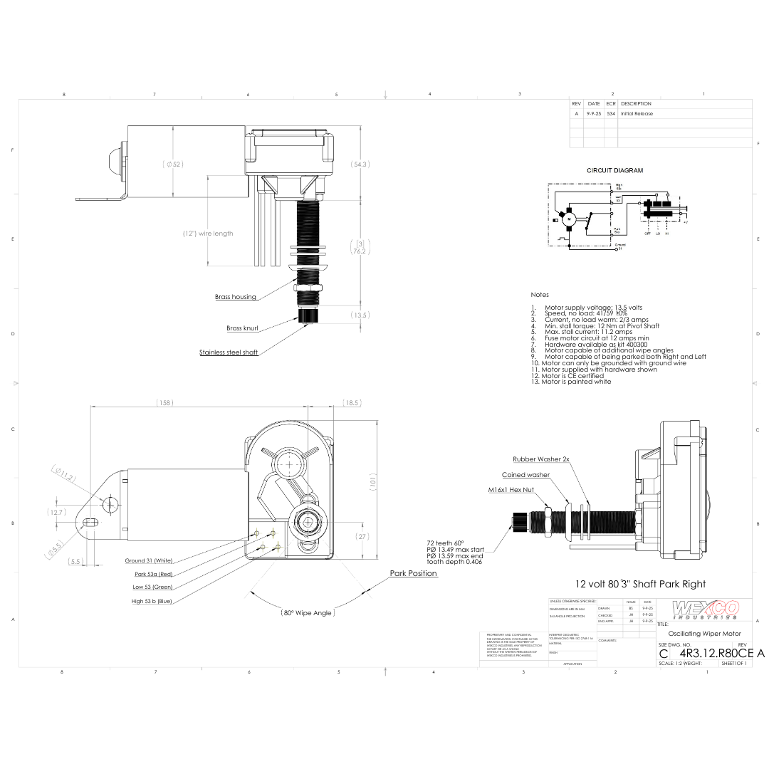 4R3.12.R80CE – 4R-Series Wiper Motor | 3.5
