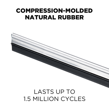 71 Series narrow saddle flat heavy duty wiper blade, 11-22 inch, rubber element detail