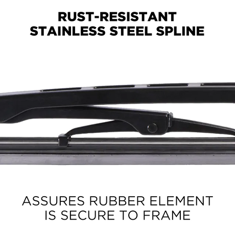 M5 conventional wiper blade, stainless steel spline detail