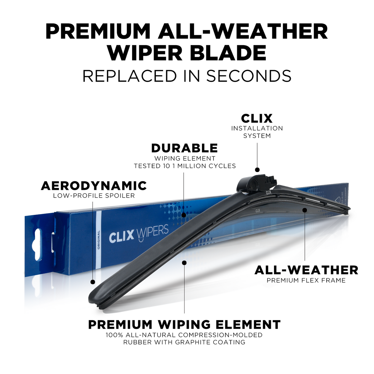 CLIX Original beam wiper blade, features callout